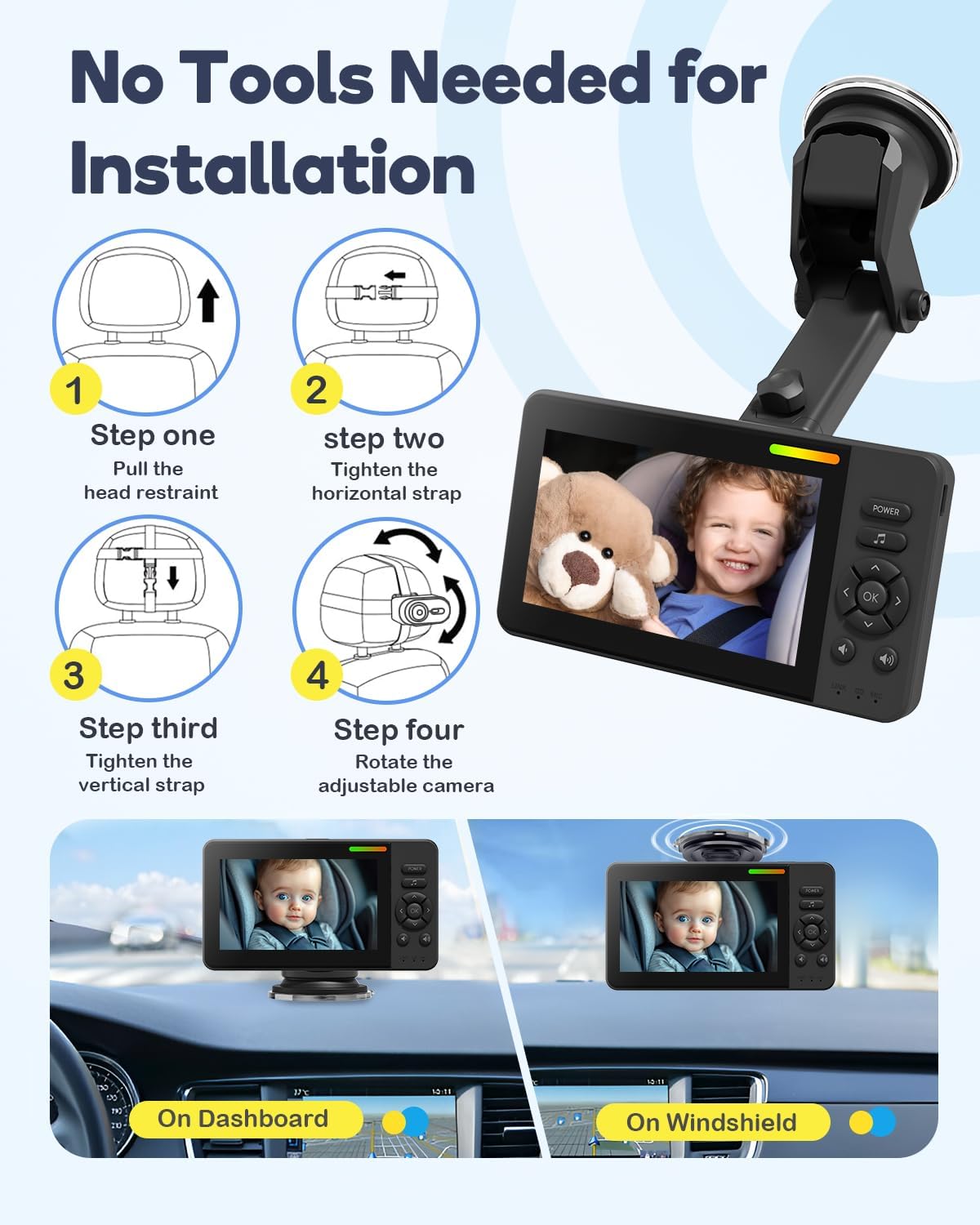 Wireless Baby Car Camera, HD 1080P Car Baby Monitor