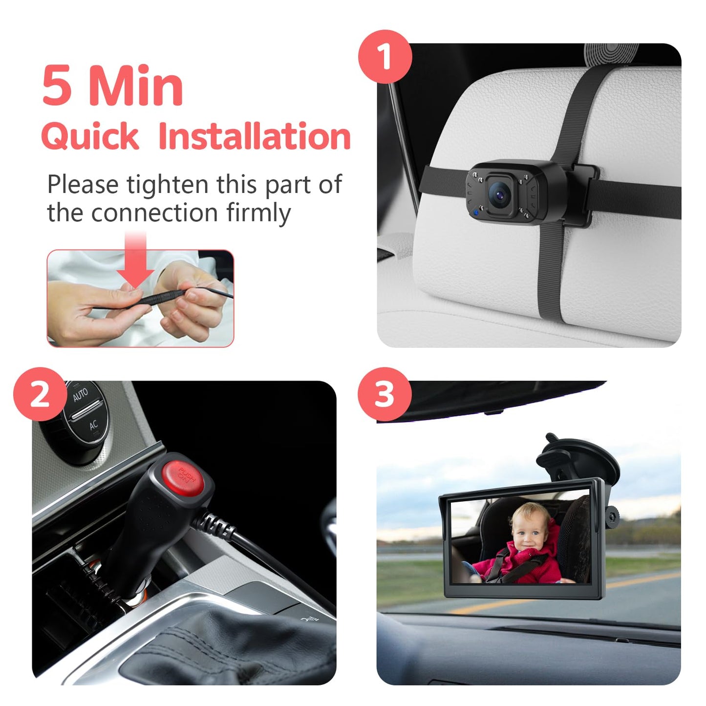 Itomoro Dual Baby Car Camera – 5” 1080P