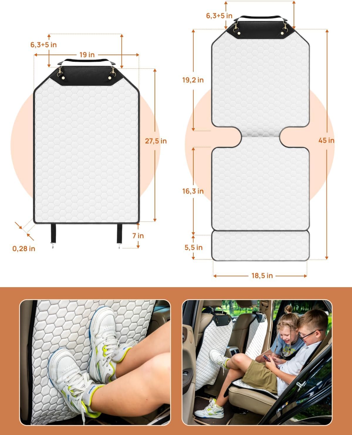 Premium Leather Car Seat Protector for Back Seat