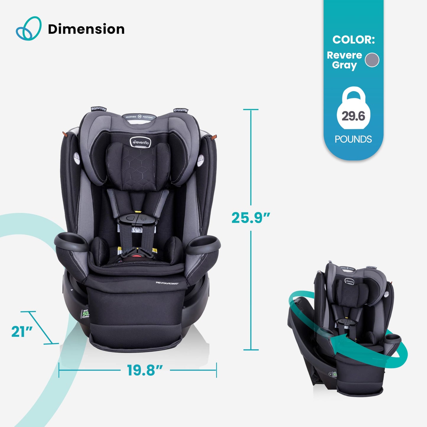 Evenflo Revolve360 Extend Convertible Car Seat with 360 Degree Rotation