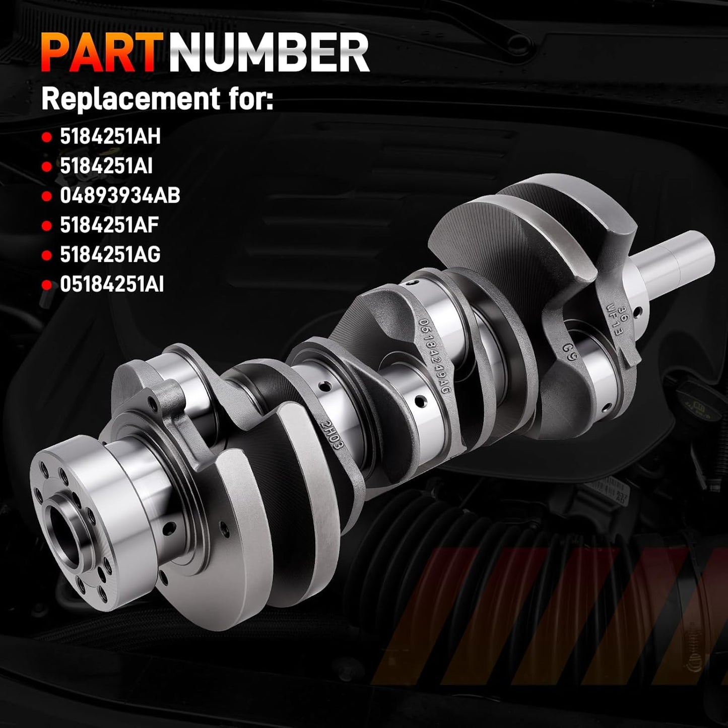 3.6L Engine Crankshaft and Bearing Kit Compatible with Chrysler