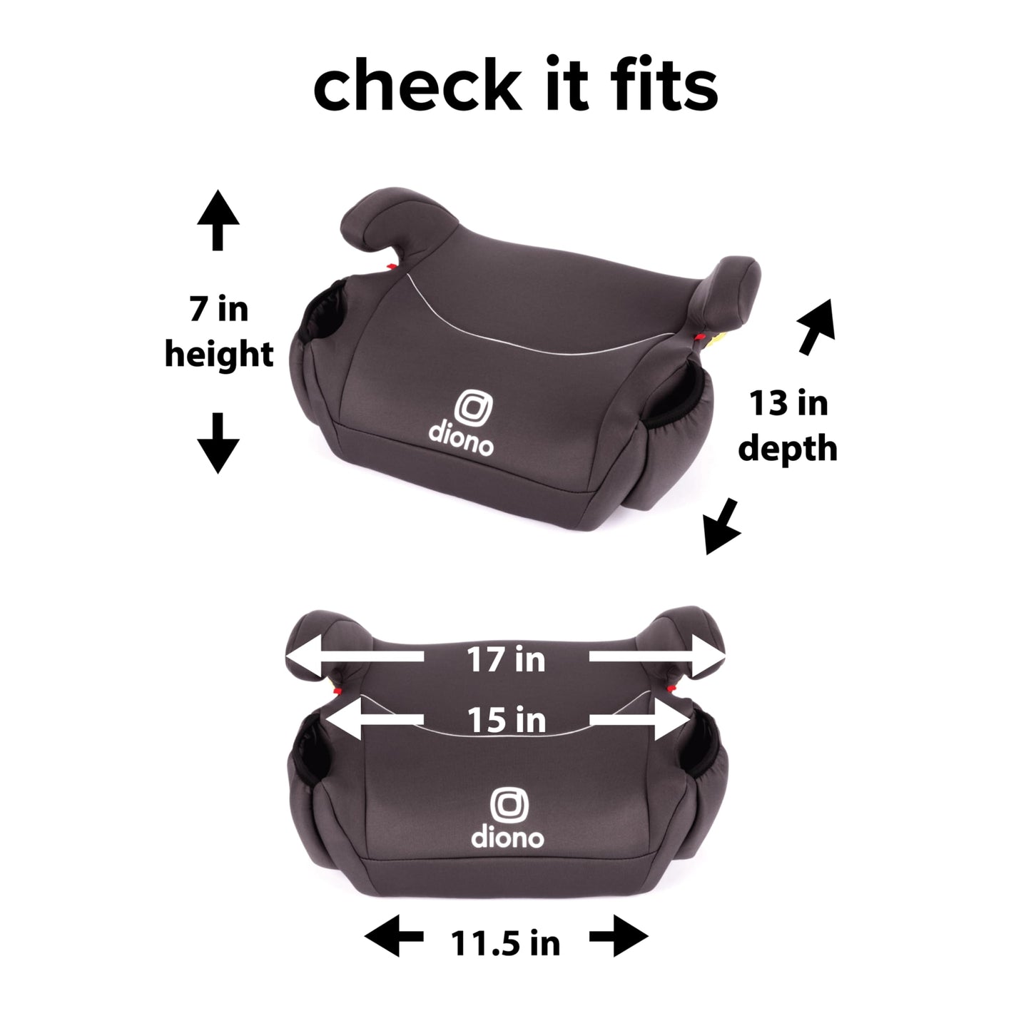 Diono Solana, No Latch, Single Backless Booster Car Seat