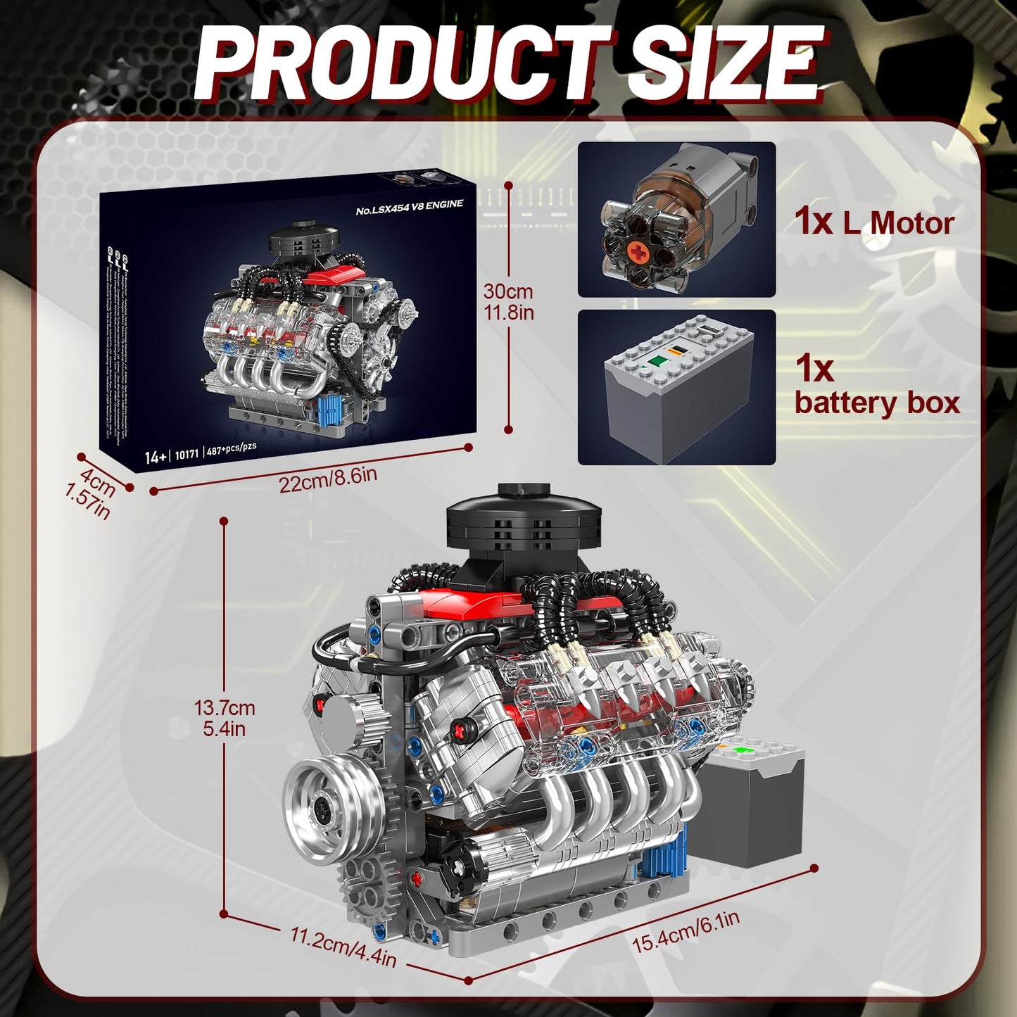 Mini V8 Engine DIY Kit – 487PCS