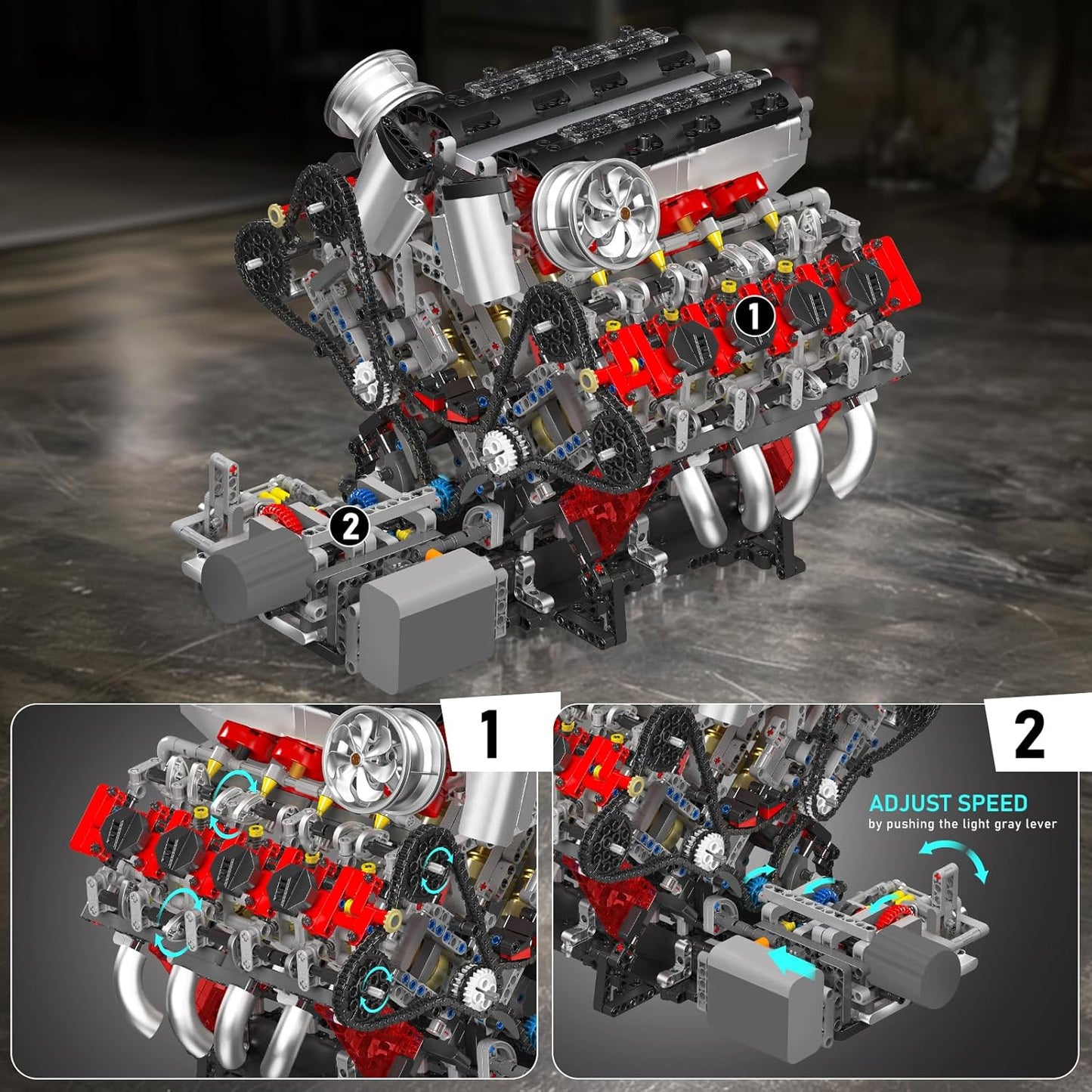 Mould King 10130 V8 Engine Model Kit That Works