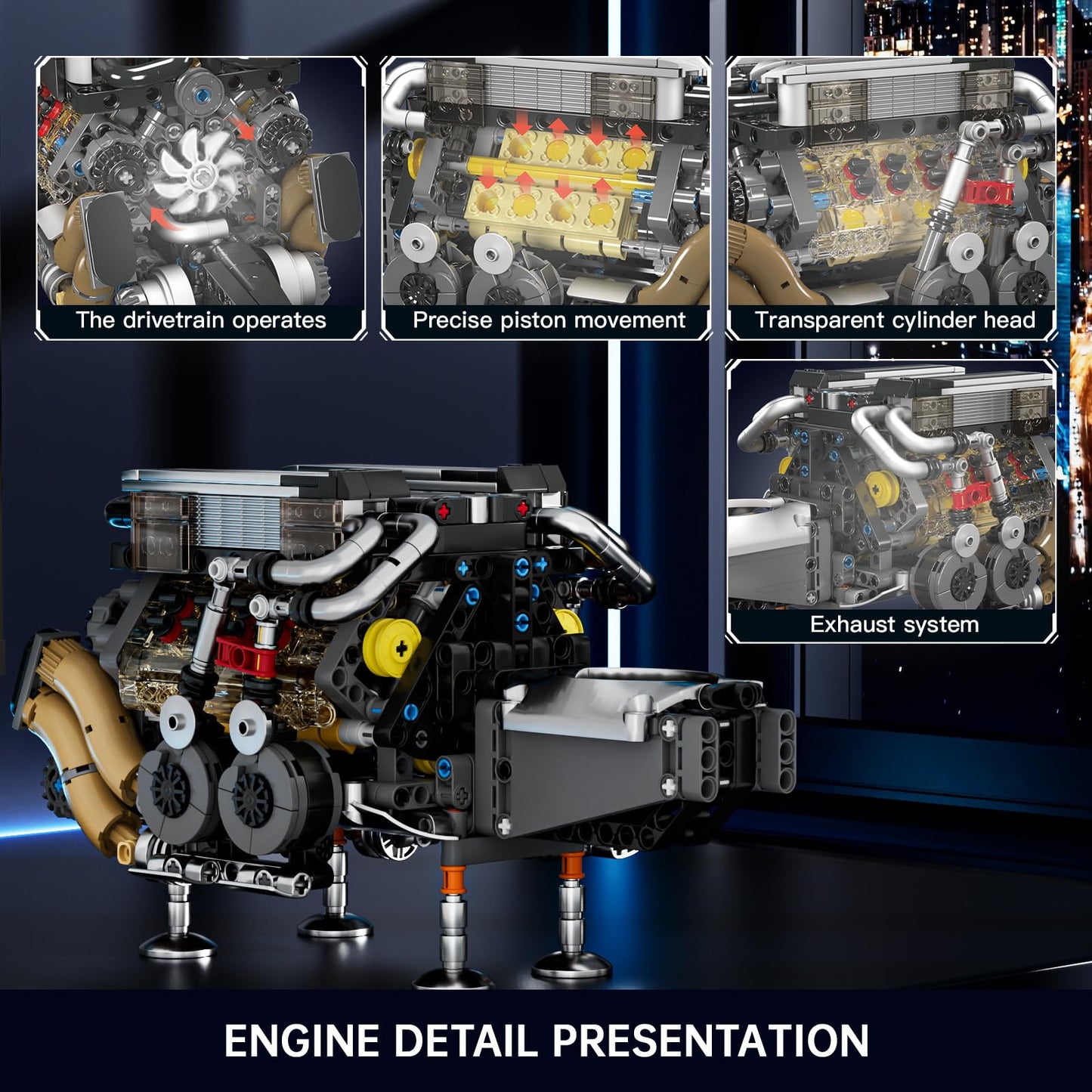 Mould King Mini V8 Engine Kit – 487PCS STEM Toy