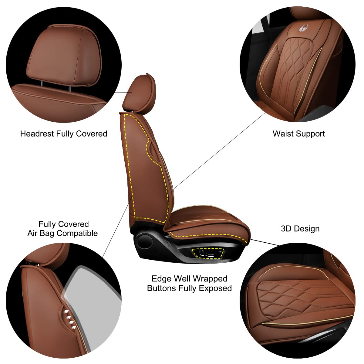 OASIS AUTO Waterproof Leather Seat Covers – Coffee