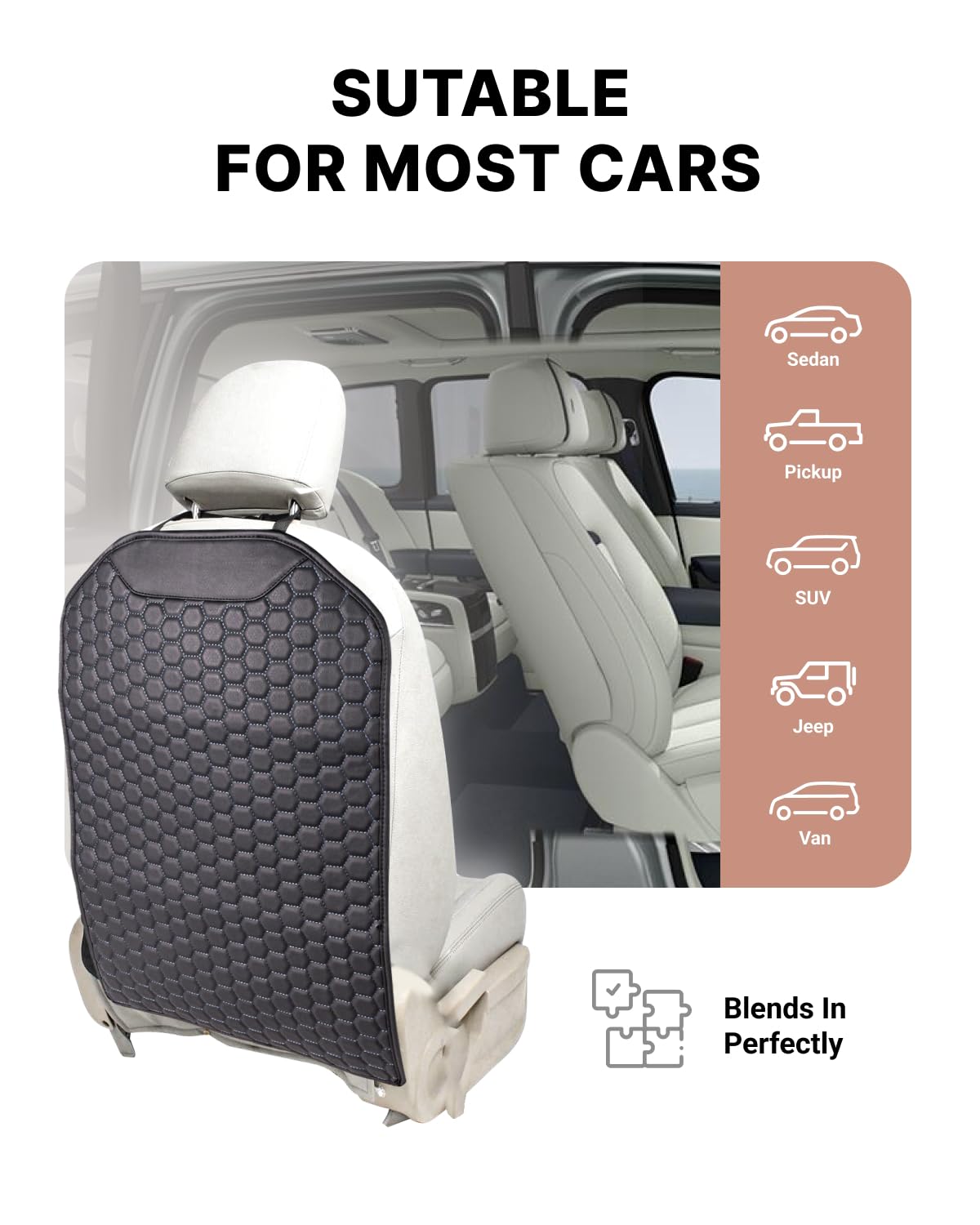 Premium Leather Car Seat Protector for Back Seat