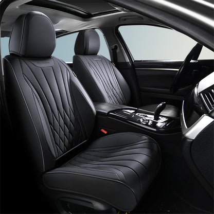 FLORICH 5-Piece Leather Seat Covers – Brown/Beige