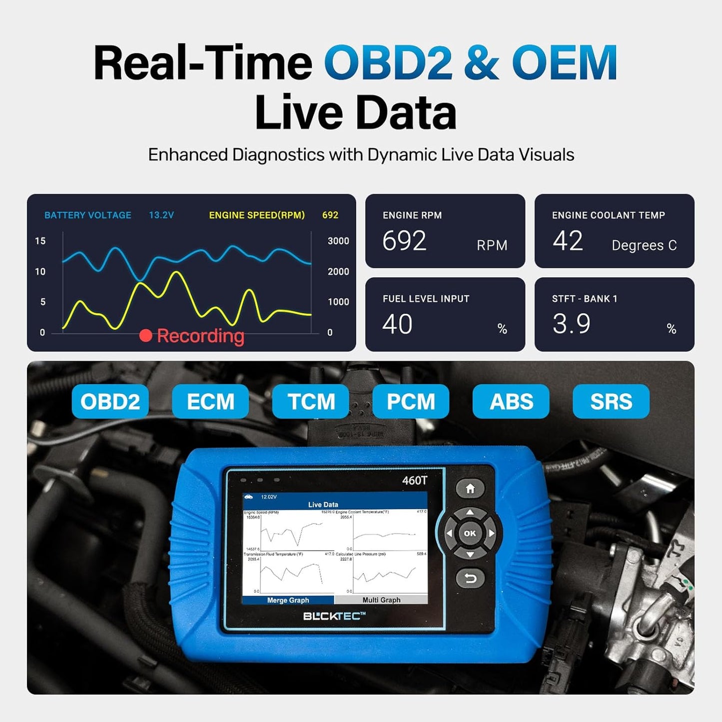 BLCKTEC 460T OBD2 Scanner – Engine & System Diagnostic Tool