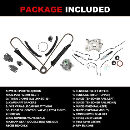 Engine Timing Chain Kit Oil Pump Water Pump Phasers