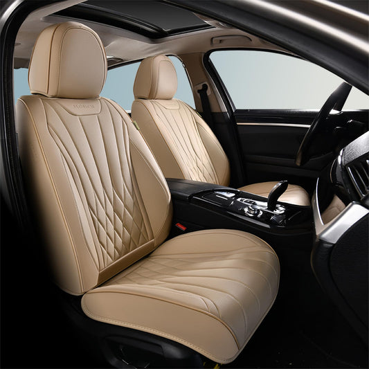 FLORICH 5-Piece Leather Seat Covers – Brown/Beige