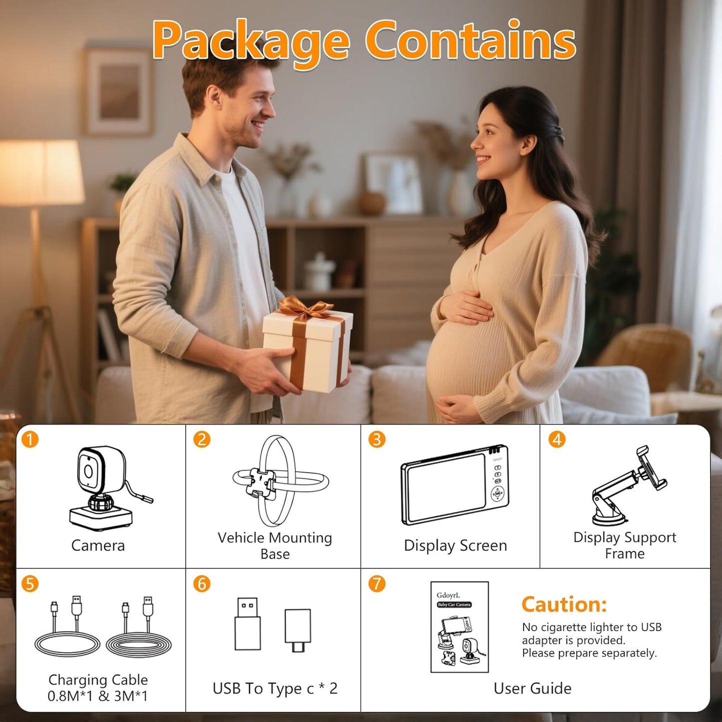 Wireless Baby Car Camera – 5” HD 360° Monitor