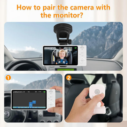 Wireless Baby Car Camera – 5” HD 360° Monitor