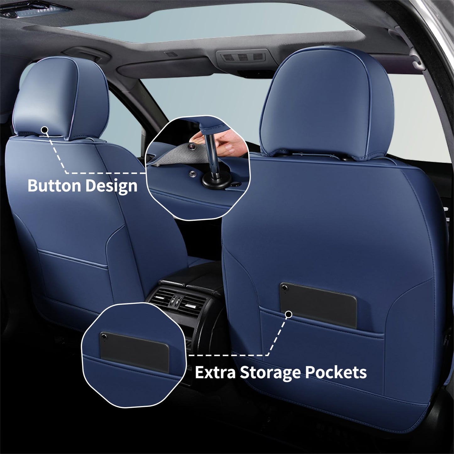 FLORICH 5-Piece Leather Seat Covers – Brown/Beige