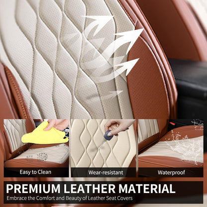 FLORICH 5-Piece Leather Seat Covers – Brown/Beige