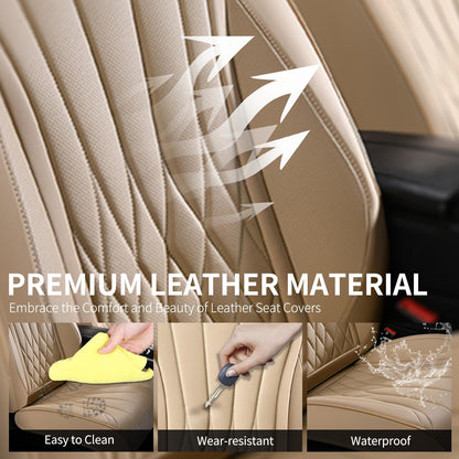 FLORICH 5-Piece Leather Seat Covers – Brown/Beige