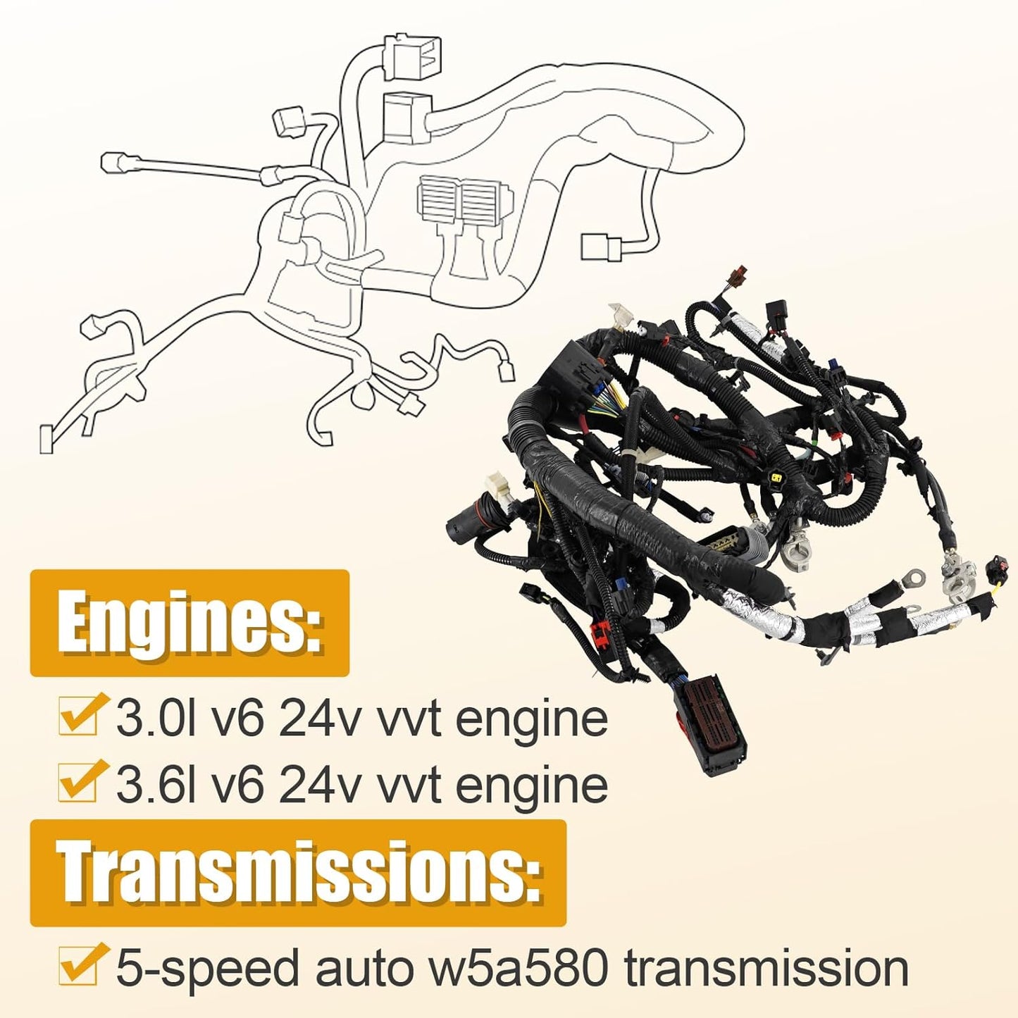 68081220AI Engine Wiring Harness Replacement for Jeep Wrangler
