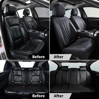 FLORICH 5-Piece Leather Seat Covers – Brown/Beige