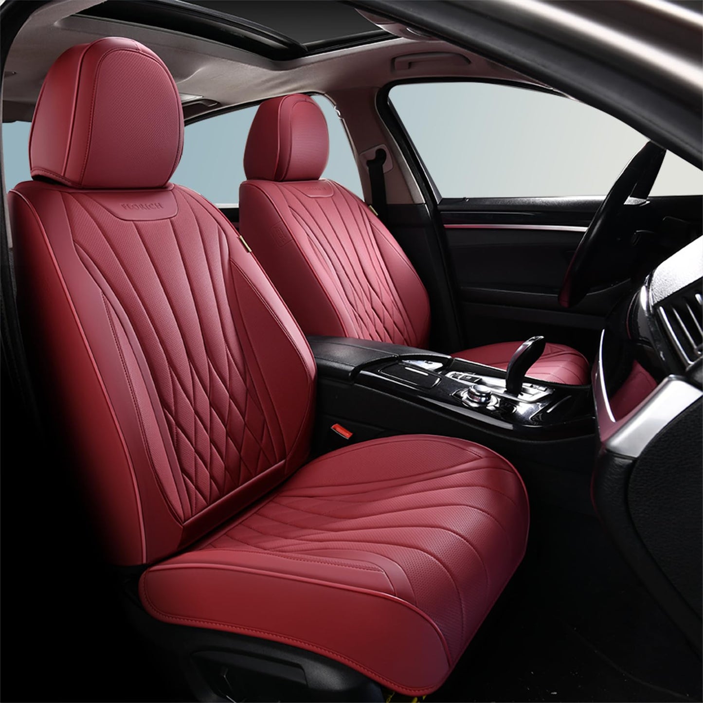 FLORICH 5-Piece Leather Seat Covers – Brown/Beige