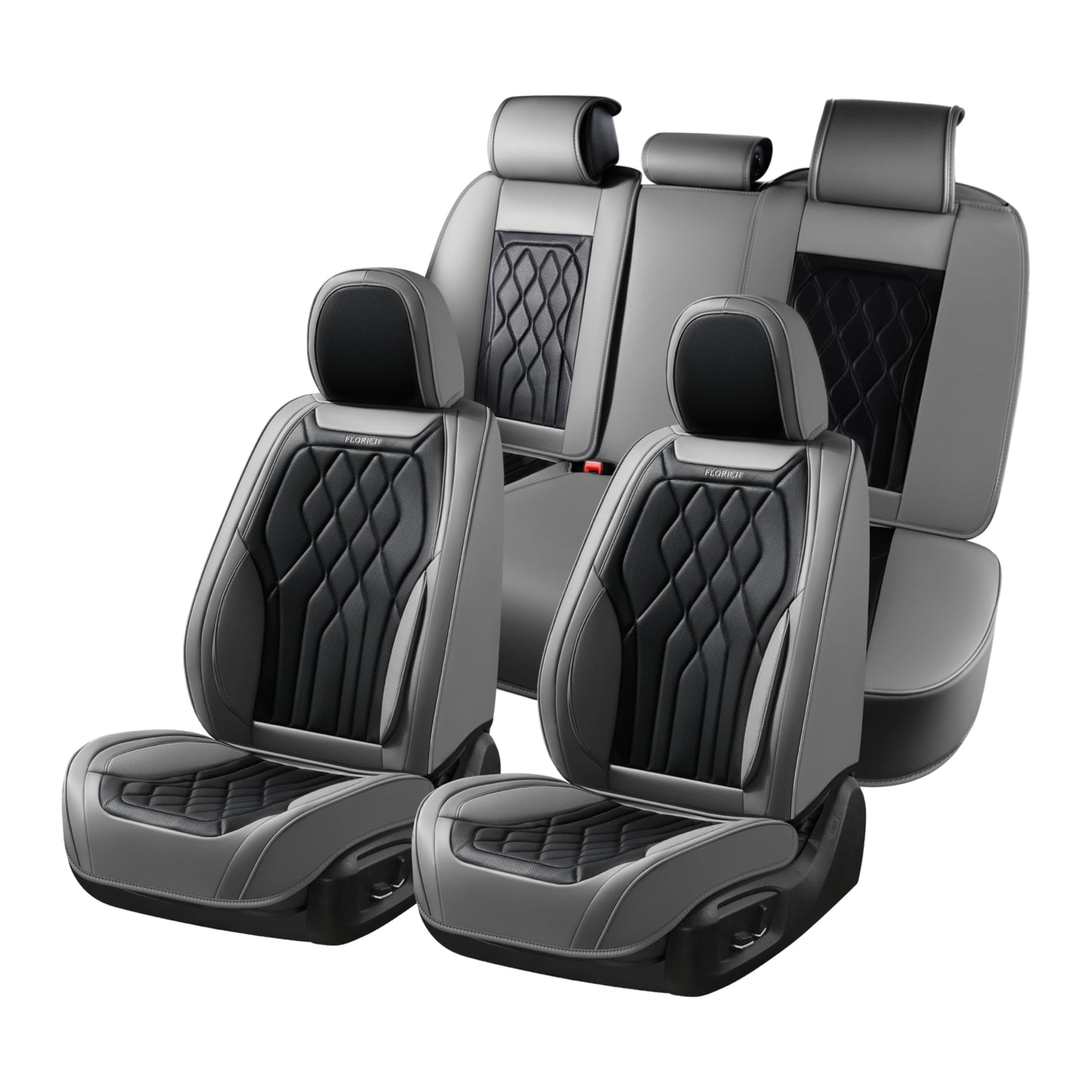 FLORICH 5-Piece Leather Seat Covers – Brown/Beige