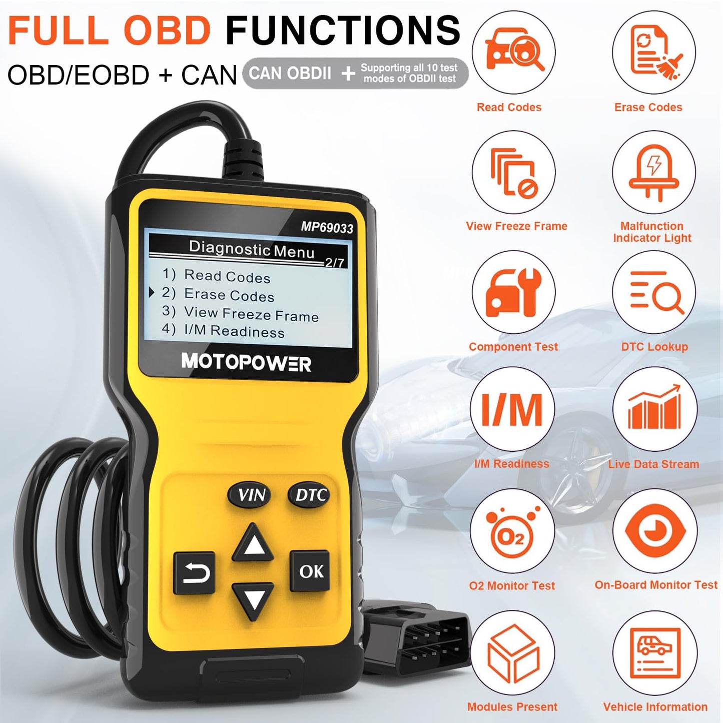MOTOPOWER OBD2 Engine Scanner – Yellow