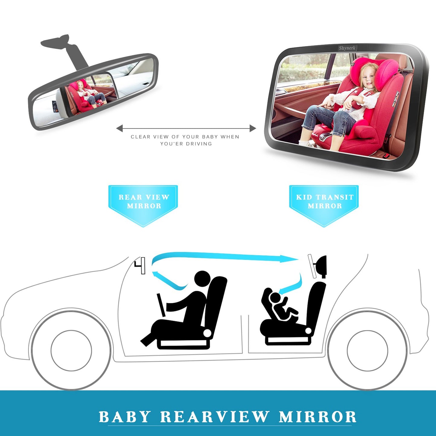 Shynerk Baby Car Mirror, Safety Car Seat Mirror for Rear Facing