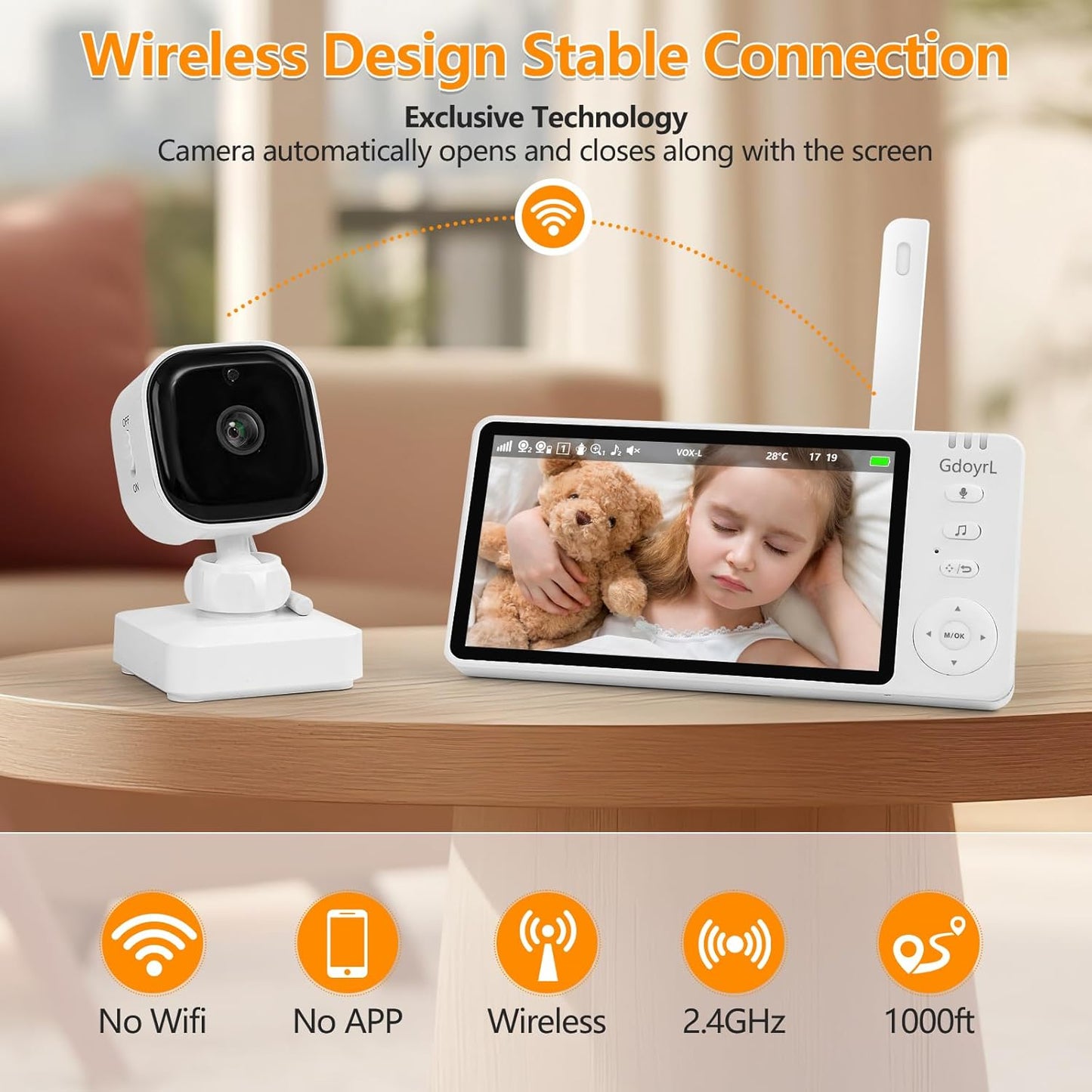 Wireless Baby Car Camera – 5” HD 360° Monitor