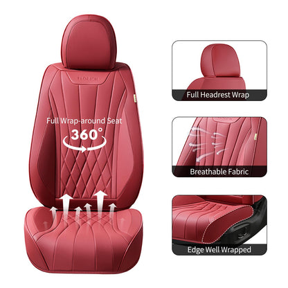 FLORICH 5-Piece Leather Seat Covers – Brown/Beige