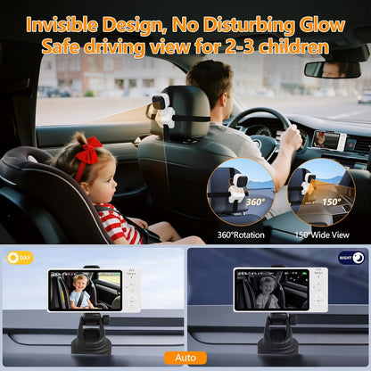 Wireless Baby Car Camera – 5” HD 360° Monitor