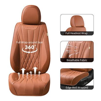 FLORICH 5-Piece Leather Seat Covers – Brown/Beige