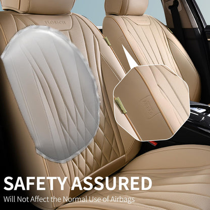 FLORICH 5-Piece Leather Seat Covers – Brown/Beige