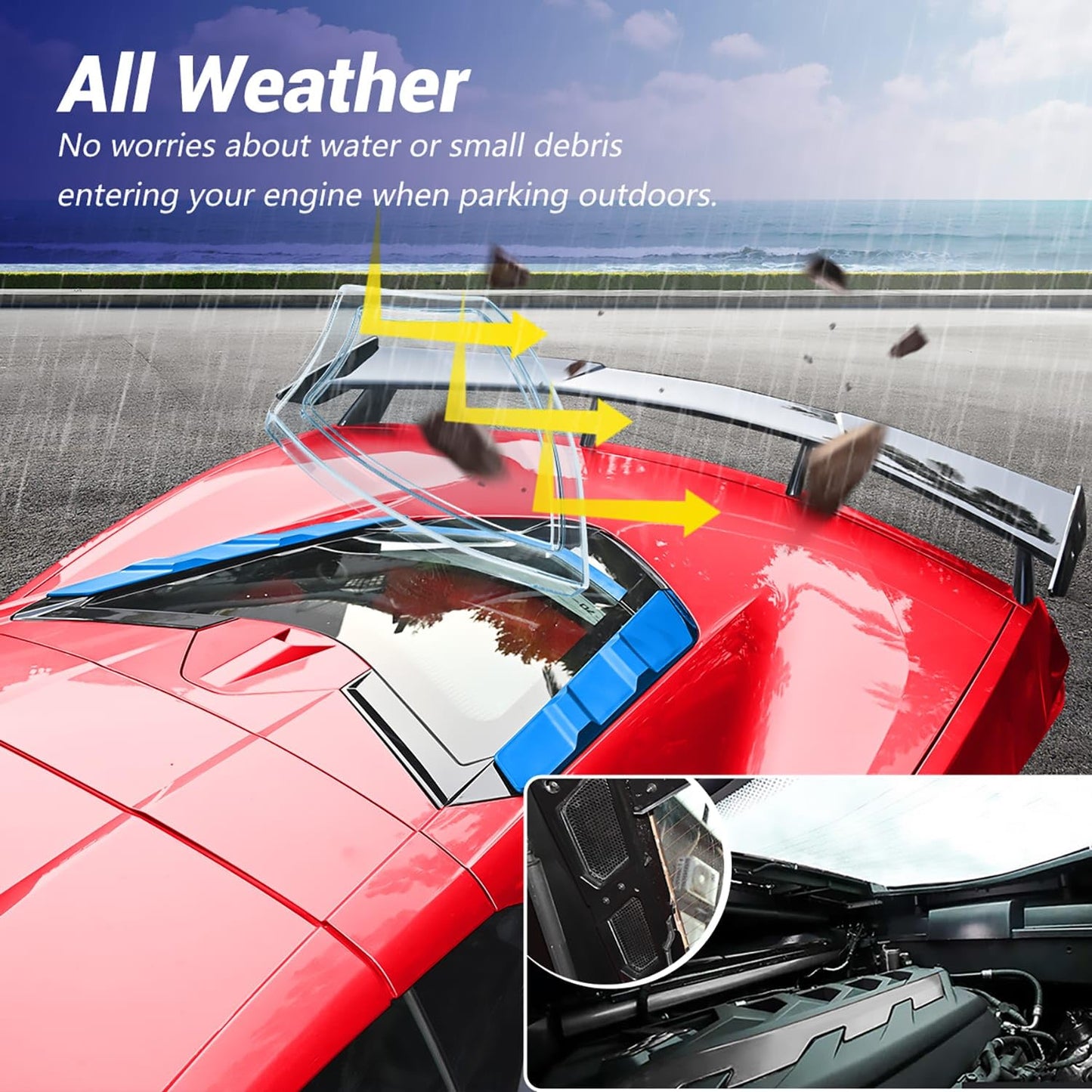 Dry Bay Vent Blocks and Rear Window Spoiler,Rear Hatch Hood Car