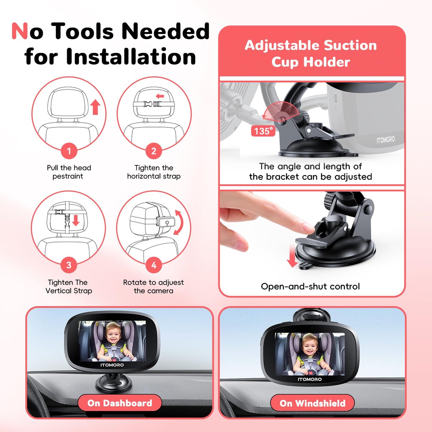 Itomoro Dual Baby Car Camera – 5" HD Monitor