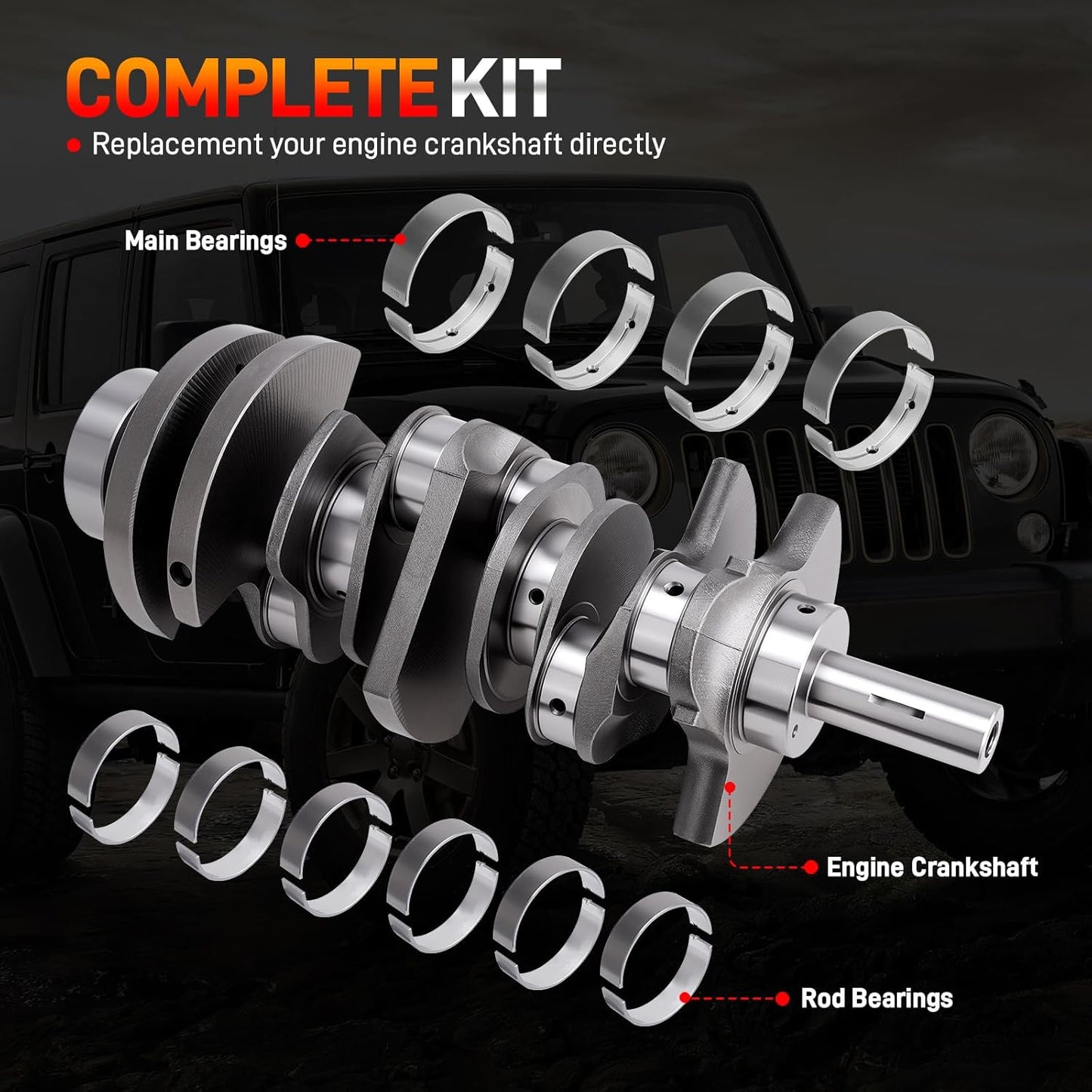 3.6L Engine Crankshaft and Bearing Kit Compatible with Chrysler