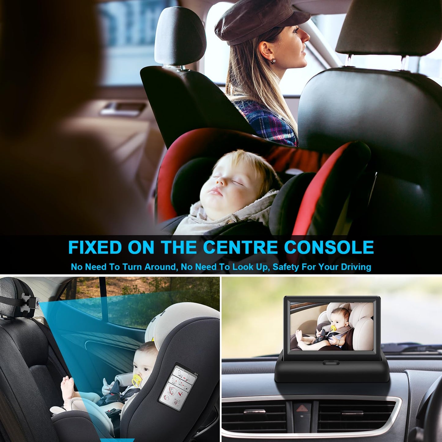 Baby Car Mirror with 4.3 HD Night Vision Function Display Car