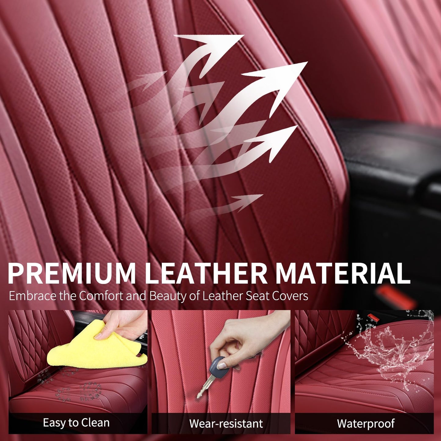 FLORICH 5-Piece Leather Seat Covers – Brown/Beige