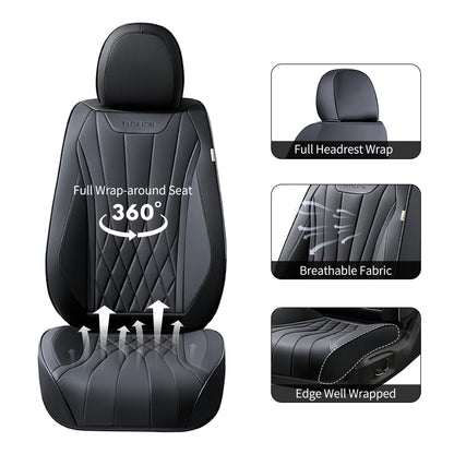 FLORICH 5-Piece Leather Seat Covers – Brown/Beige