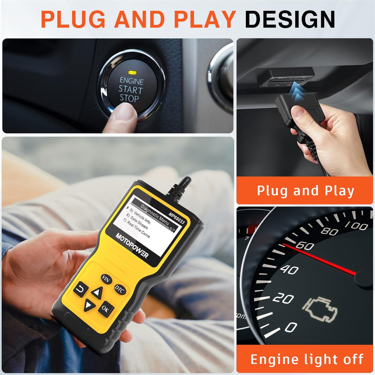 MOTOPOWER OBD2 Engine Scanner – Yellow