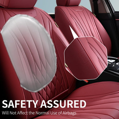 FLORICH 5-Piece Leather Seat Covers – Brown/Beige