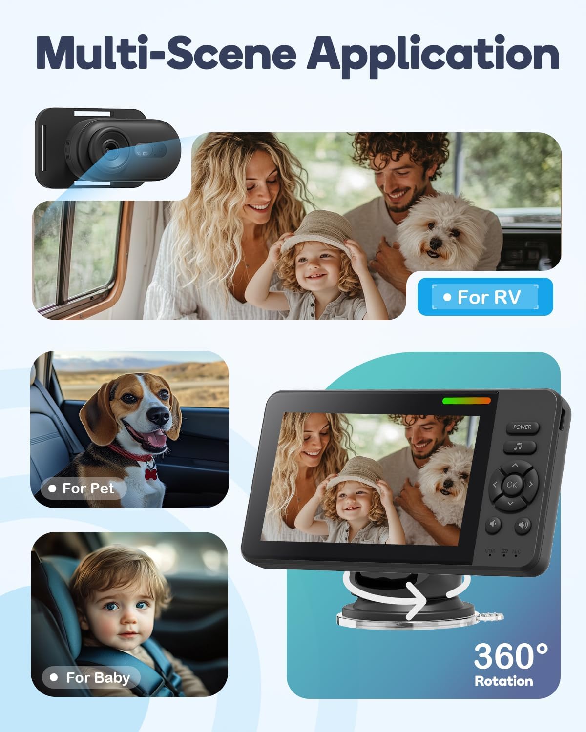 Wireless Baby Car Camera, HD 1080P Car Baby Monitor