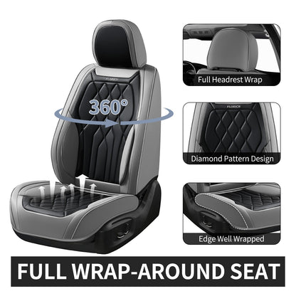 FLORICH 5-Piece Leather Seat Covers – Brown/Beige