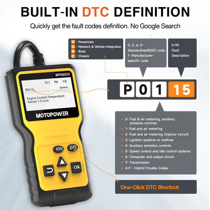 MOTOPOWER OBD2 Engine Scanner – Yellow