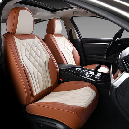 FLORICH 5-Piece Leather Seat Covers – Brown/Beige