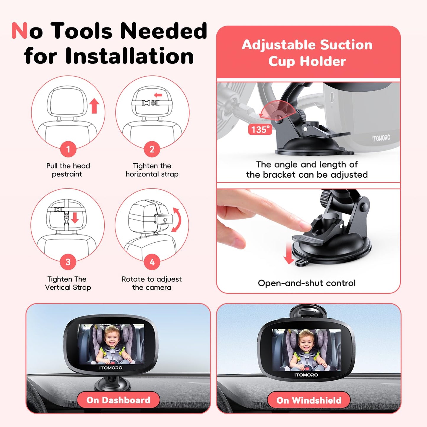 Itomoro Dual Baby Car Camera – 5" HD Monitor