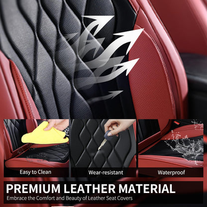 FLORICH 5-Piece Leather Seat Covers – Brown/Beige