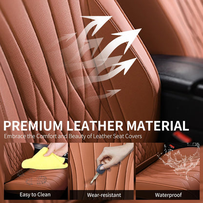 FLORICH 5-Piece Leather Seat Covers – Brown/Beige