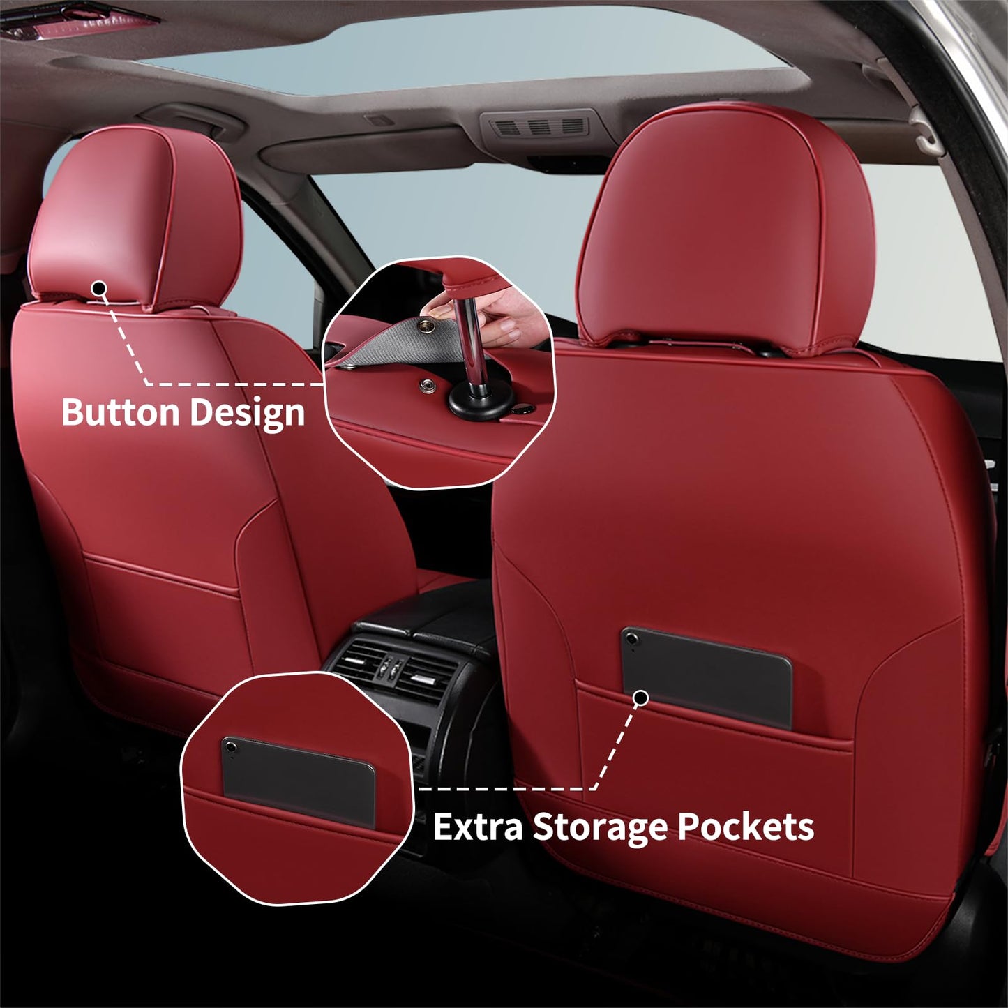 FLORICH 5-Piece Leather Seat Covers – Brown/Beige