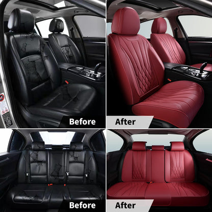FLORICH 5-Piece Leather Seat Covers – Brown/Beige