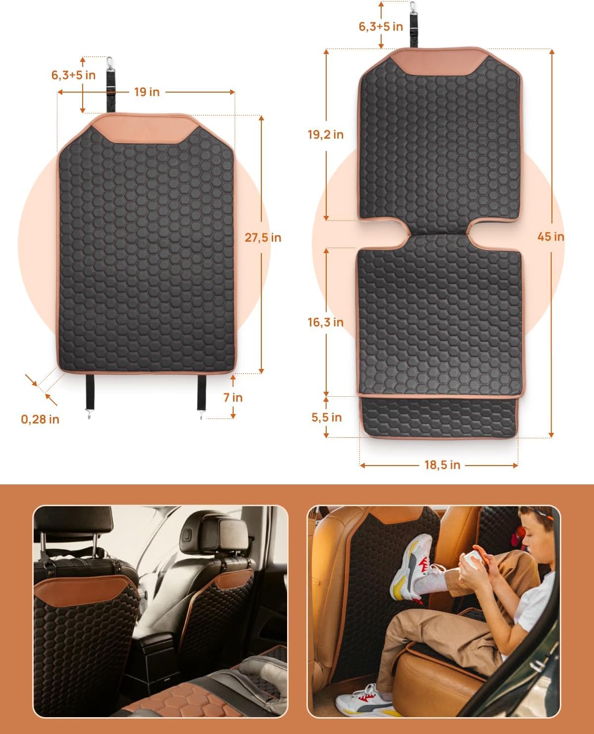 Premium Leather Car Seat Protector for Back Seat