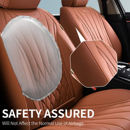 FLORICH 5-Piece Leather Seat Covers – Brown/Beige